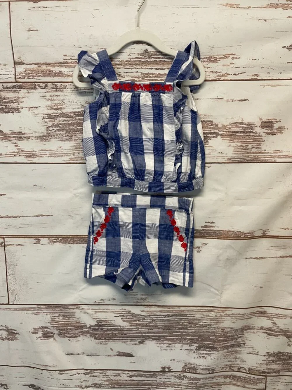 Janie and Jack Gingham Cotton Top and Short Set